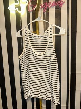Black & White Striped Scoop Neck Madewell Tank Top